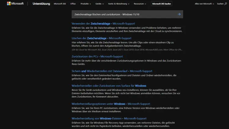 Zwischenablage löschen und zurücksetzen - Windows 1110