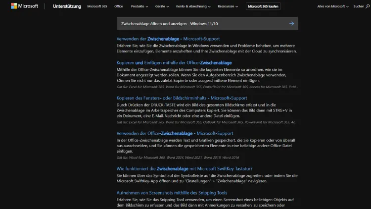 Zwischenablage öffnen und anzeigen - Windows 1110