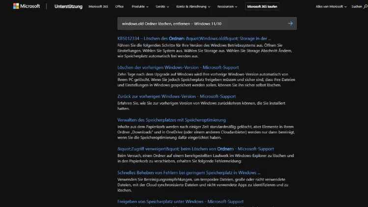 windows.old Ordner löschen, entfernen – Windows 1110