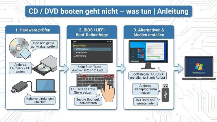 CD oder DVD booten geht nicht – was tun | Anleitung