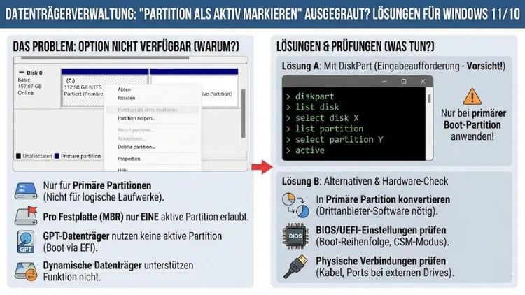 Datenträgerverwaltung aktiv setzen lassen, nicht möglich – was tun? | Windows 11/10