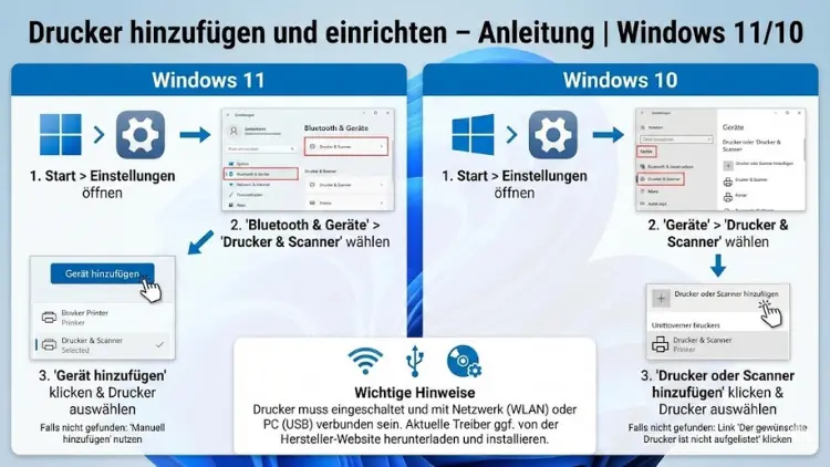 Drucker hinzufügen und einrichten – Anleitung | Windows 11/10