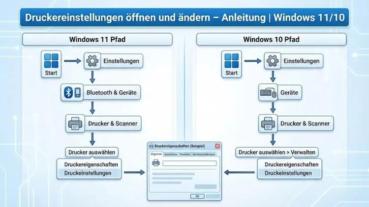 Druckereinstellungen öffnen und ändern – Anleitung | Windows 11/10
