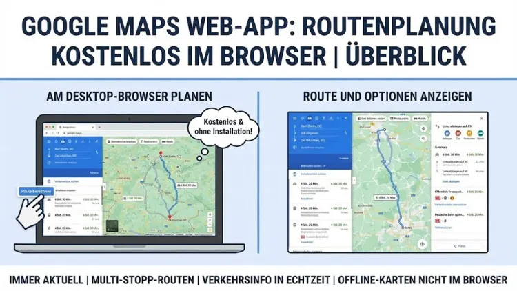 Google Maps Web-App: Routenplanung kostenlos im Browser | Überblick