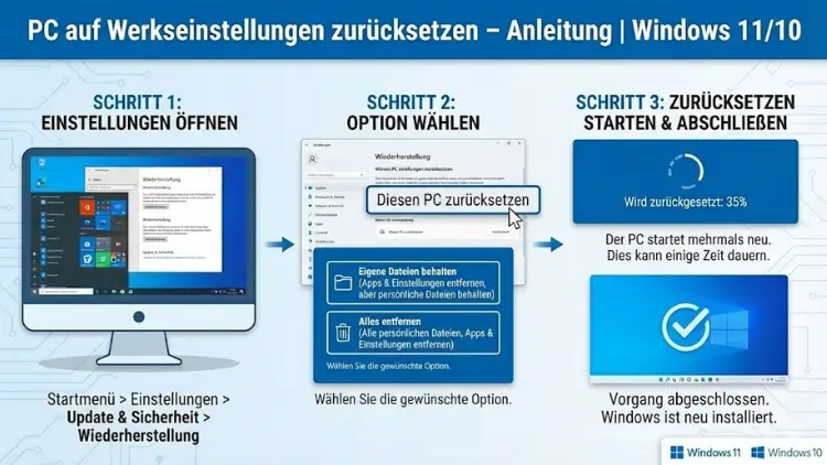 PC auf Werkseinstellungen zurücksetzen – Anleitung | Windows 11/10