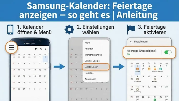 Samsung-Kalender: Feiertage anzeigen – so geht es | Anleitung