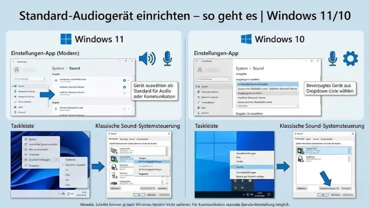 Standard-Audiogerät einrichten – so geht es | Windows 11/10