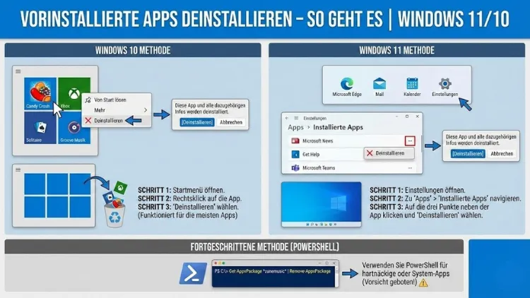 Vorinstallierte Apps deinstallieren – so geht es | Windows 11/10