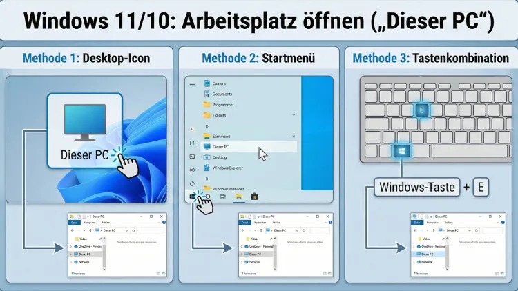 Windows 11/10: Arbeitsplatz öffnen („Dieser PC“) | Anleitung