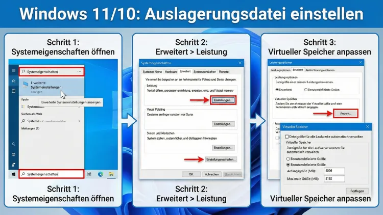 Windows 11/10: Auslagerungsdatei einstellen – so geht’s