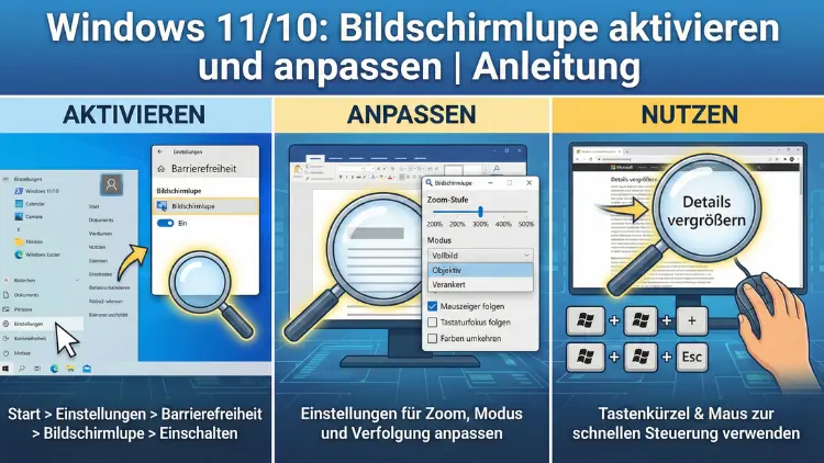 Windows 11/10: Bildschirmlupe aktivieren und anpassen | Anleitung