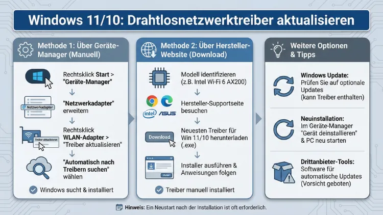 Windows 11/10: Drahtlosnetzwerktreiber aktualisieren – so geht’s
