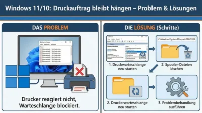 Windows 11/10: Druckauftrag bleibt hängen | Lösung
