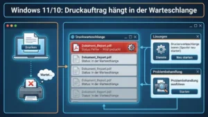 Windows 11/10: Druckauftrag hängt in der Warteschlange | Lösung