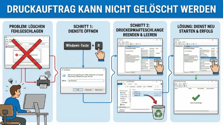 Windows 11/10: Druckauftrag lässt sich nicht löschen | Lösung