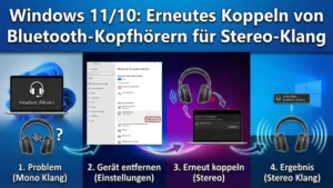 Windows 11/10: Erneutes Koppeln von Bluetooth-Kopfhörern für Stereo-Klang | Anleitung