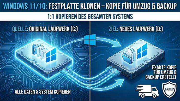Windows 11/10: Festplatte klonen – Kopie für Umzug, Backup | Anleitung