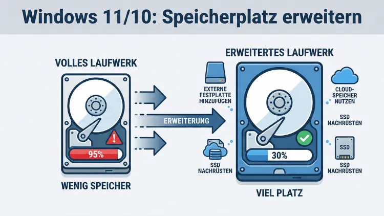 Windows 11/10: Speicherplatz erweitern – so geht’s