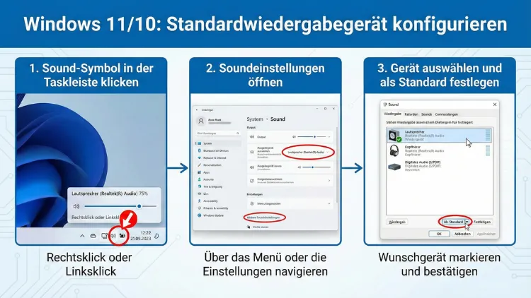 Windows 11/10: Standardwiedergabegerät konfigurieren – so geht’s