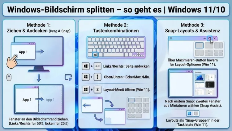 Windows-Bildschirm splitten – so geht es | Windows 11/10