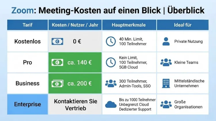 Zoom: Meeting-Kosten auf einen Blick | Überblick
