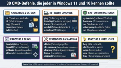 30 CMD-Befehle, die jeder in Windows 11 und 10 kennen sollte