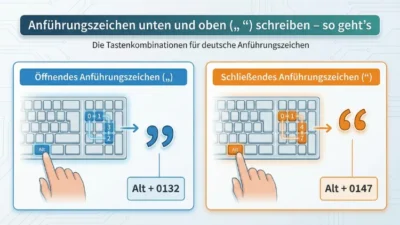 Anführungszeichen unten und oben („ “) schreiben – so geht’s