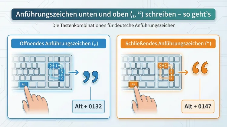 Anführungszeichen unten und oben („ “) schreiben – so geht’s