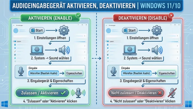 Audioeingabegerät aktivieren, deaktivieren | Windows 11/10