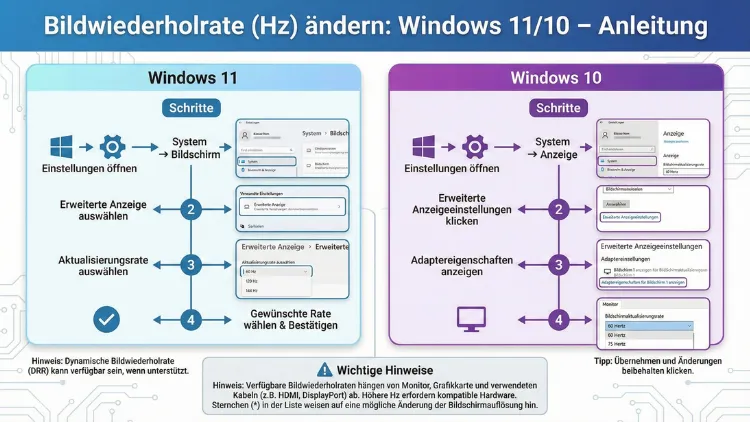 Bildwiederholrate (Hz) ändern: Windows 11/10 Anleitung