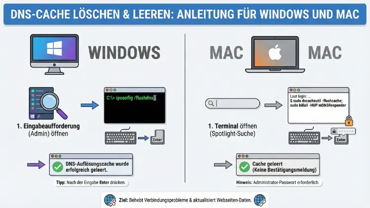 DNS-Cache löschen und leeren: Anleitung für Windows und Mac
