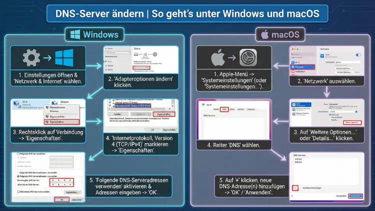 DNS-Server ändern | So geht’s unter Windows und macOS
