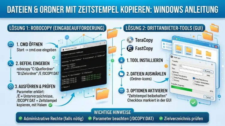 Dateien & Ordner mit Zeitstempel kopieren: Windows Anleitung