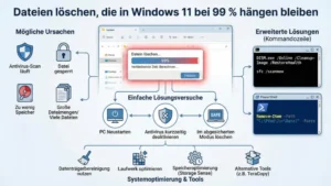 Dateien löschen, die in Windows 11 bei 99 % hängen bleiben