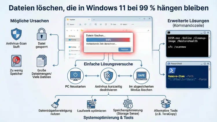 Dateien löschen, die in Windows 11 bei 99 % hängen bleiben