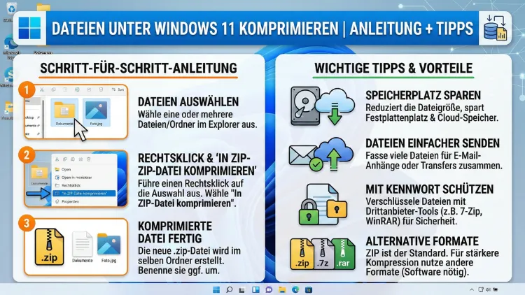 Dateien unter Windows 11 komprimieren | Anleitung + Tipps