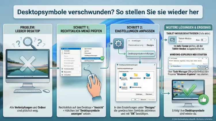 Desktopsymbole verschwunden? So stellen Sie sie wieder her