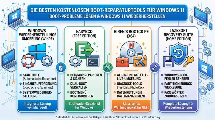 Die besten kostenlosen Boot-Reparaturtools für Windows 11