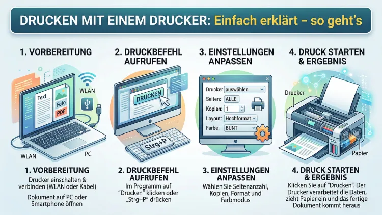 Drucken mit einem Drucker: Einfach erklärt – so geht’s