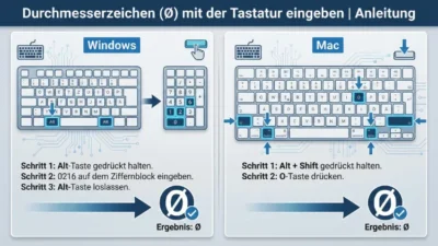 Durchmesserzeichen (Ø) mit der Tastatur eingeben | Anleitung