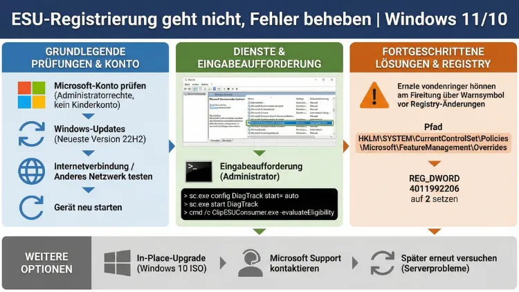 ESU-Registrierung geht nicht, Fehler beheben | Windows 11/10