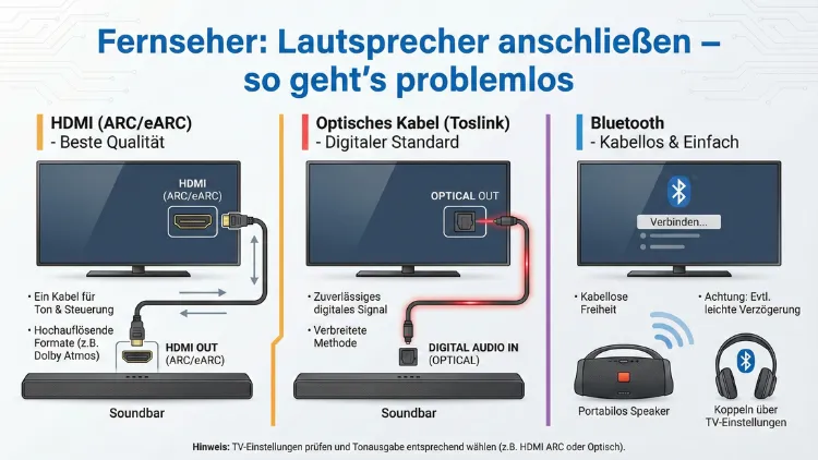 Fernseher: Lautsprecher anschließen – Schritt für Schritt