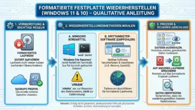 Formatierte Festplatte wiederherstellen in Windows 11 und 10