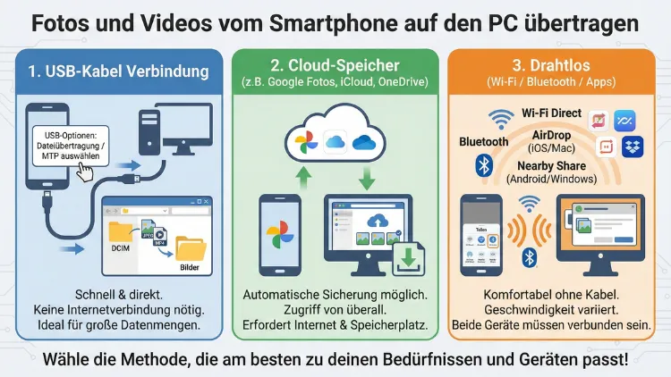 Fotos und Videos vom Smartphone auf den PC übertragen