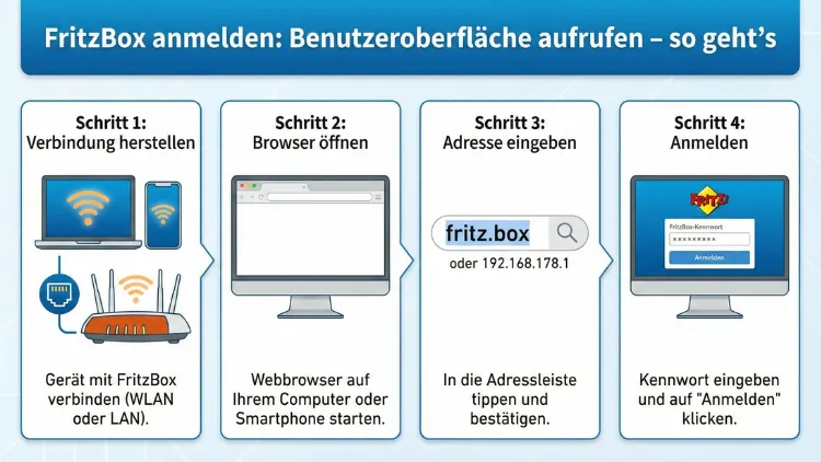 FritzBox anmelden: Benutzeroberfläche aufrufen – so geht’s