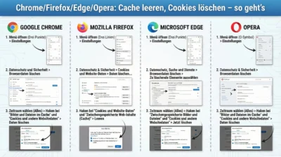 Chrome/Firefox/Edge/Opera: Cache leeren, Cookies löschen – so geht’s