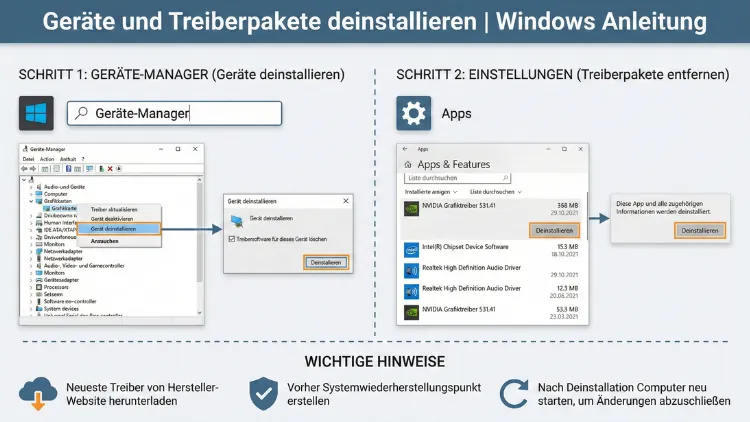 Geräte und Treiberpakete deinstallieren | Windows Anleitung