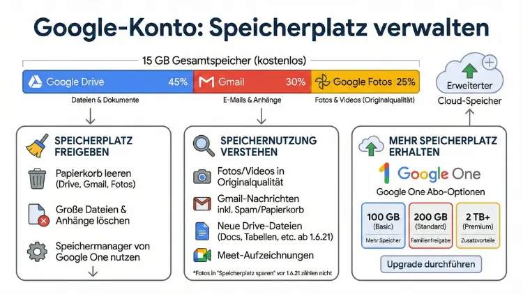 Google-Konto: Speicherplatz verwalten | Anleitung