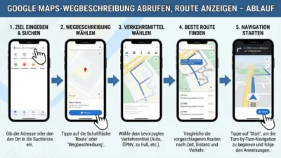 Google Maps-Wegbeschreibung abrufen, Route anzeigen – Ablauf