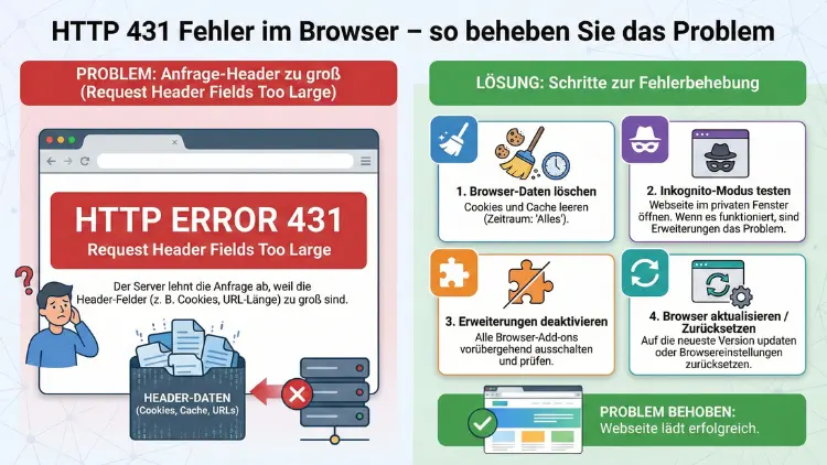 HTTP 431 Fehler im Browser – so beheben Sie das Problem